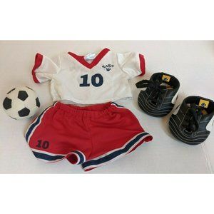Build a Bear #10 red & white soccer outfit